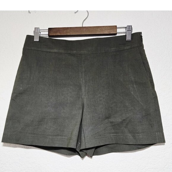 Theory Mini Utility Shorts Fern Green Pockets Linen Blend - Picture 1 of 6